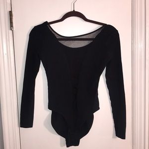 American Apparel Black Sheer V Cut Bodysuit